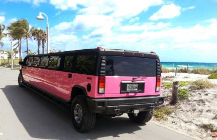 Boca Raton Beach Black/Pink Hummer Limo 